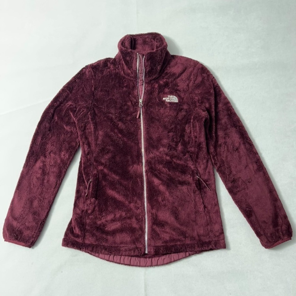 The North Face Full Zip Fleece Jacket Women Small Burgundy Soft High Pile